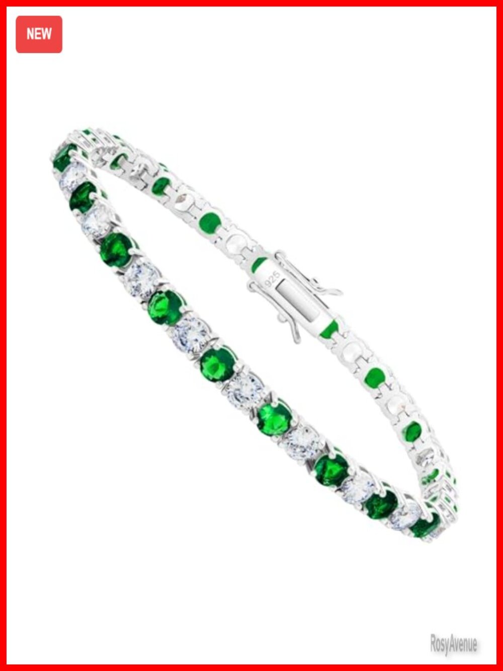 925 Sterling Silver Tennis Bracelet 4mm White Gold Plated Sapphire Ruby Emerald